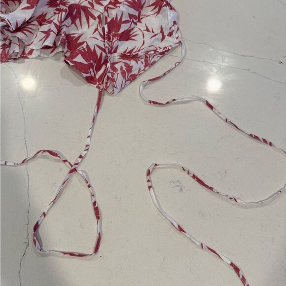 NWOT Polo Ralph Lauren Linen Floral Wrap Blouse in Red and White - Picture 7 of 7